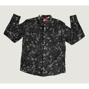 Au Noir Mens 2XL Black White Abstract Print Button Down Shirt L55 1495